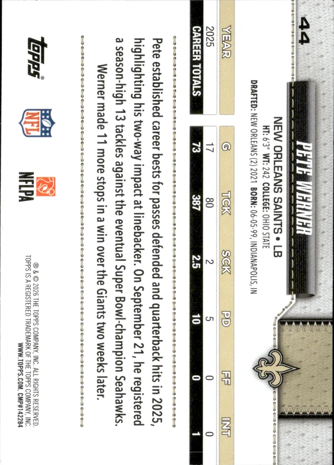 Pete Werner card back