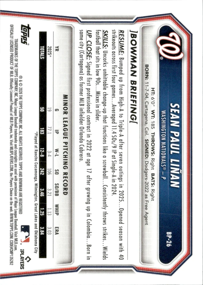 Sean Paul Liñán card back
