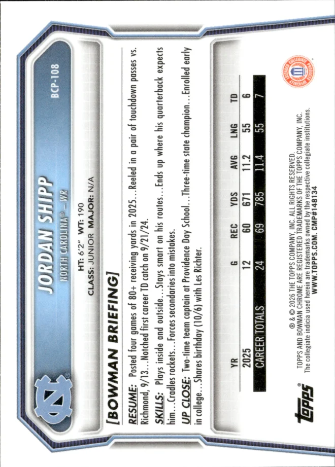 Jordan Shipp card back