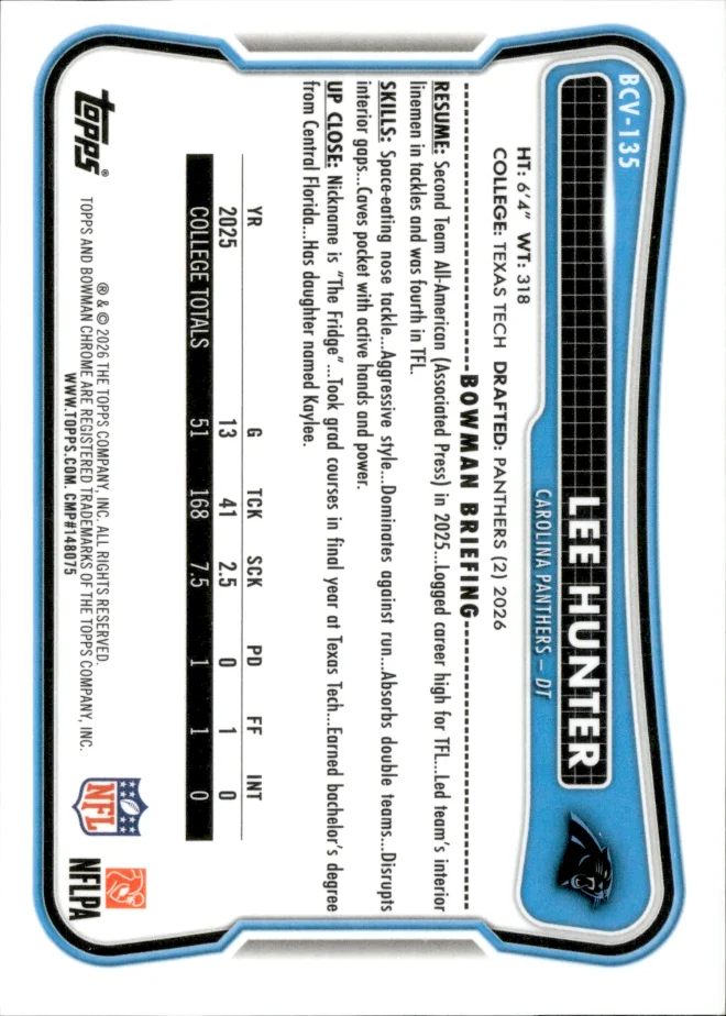 Lee Hunter card back