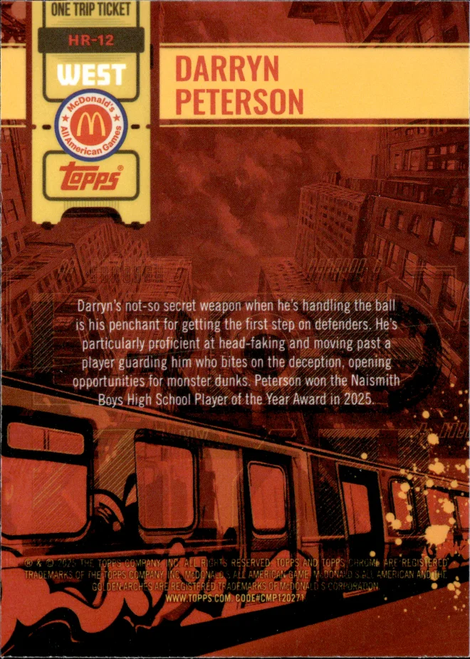 Darryn Peterson card back