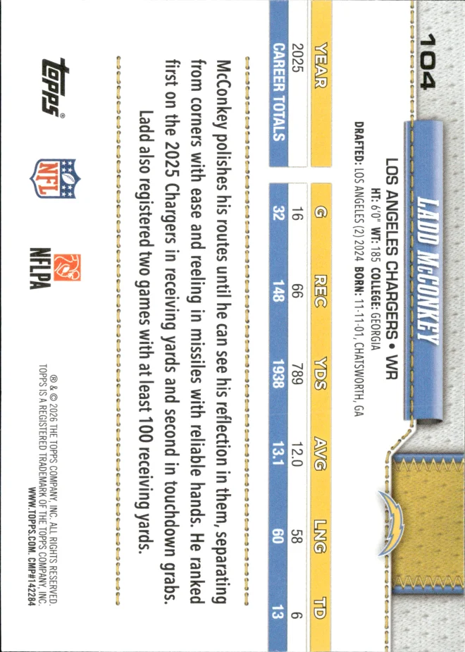Ladd McConkey card back