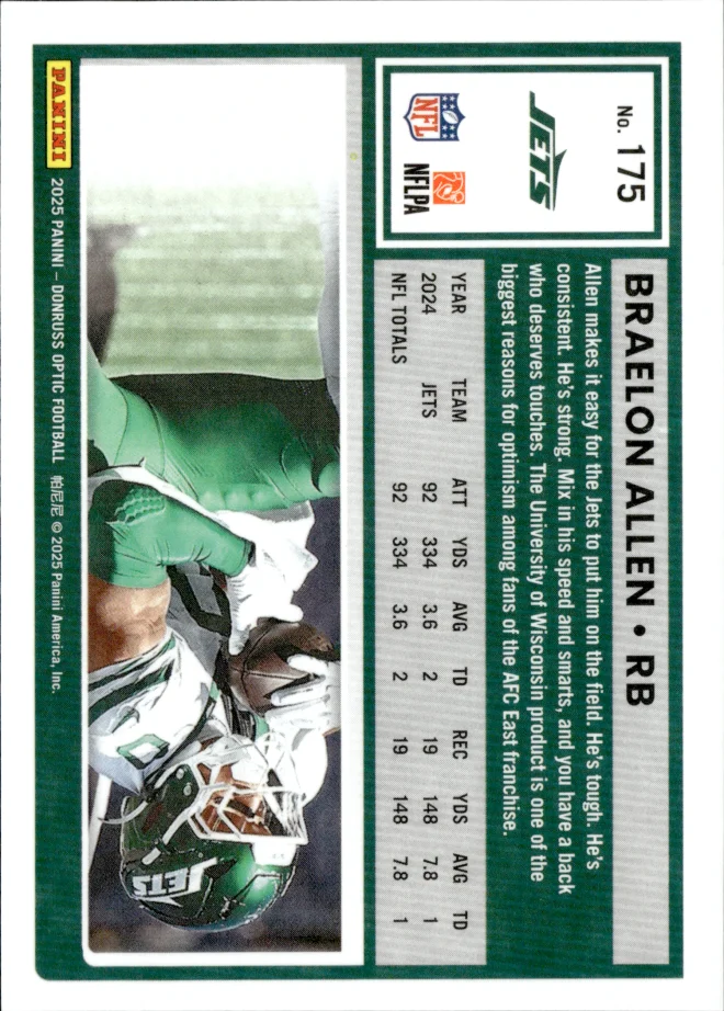 Braelon Allen card back