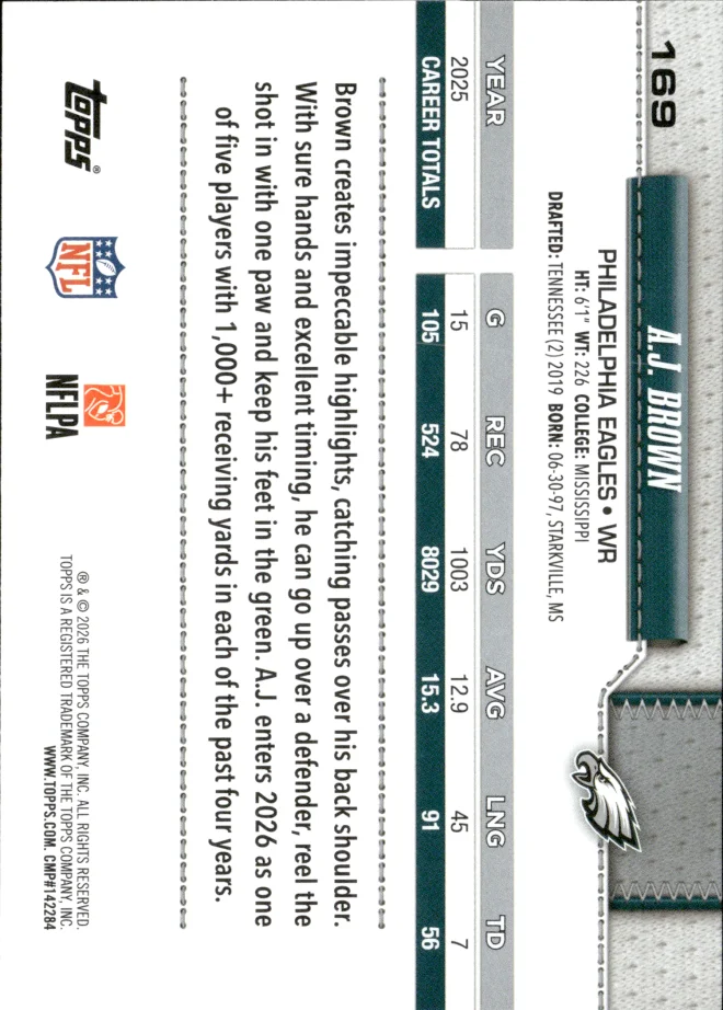 A.J. Brown card back