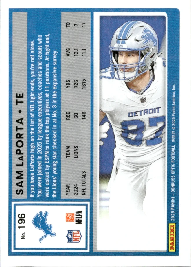 Sam LaPorta card back