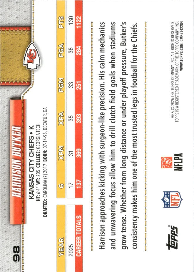 Harrison Butker card back