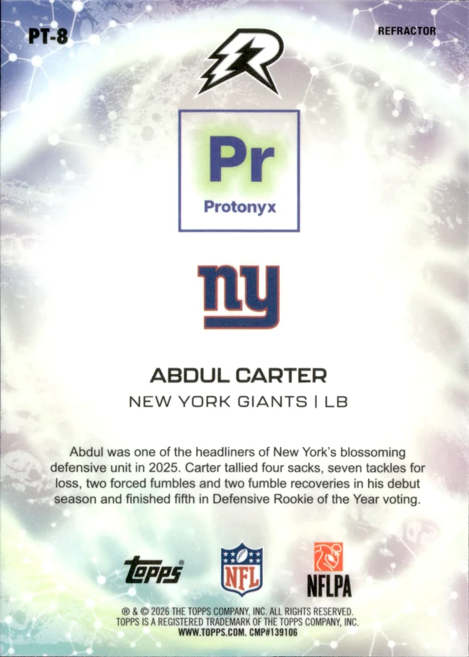 Abdul Carter card back