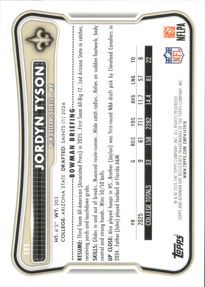 Jordyn Tyson card back