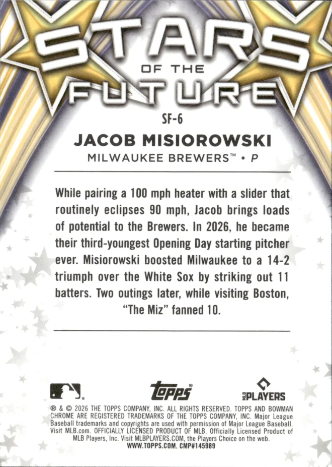 Jacob Misiorowski card back