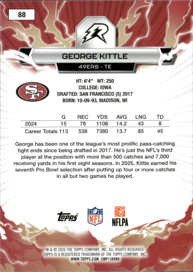 George Kittle card back
