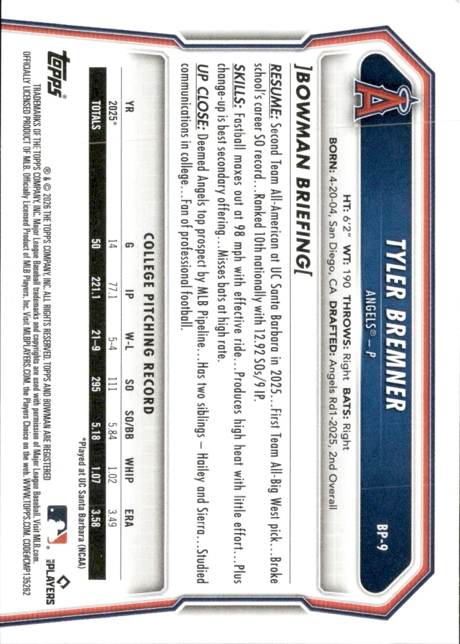 Tyler Bremner card back