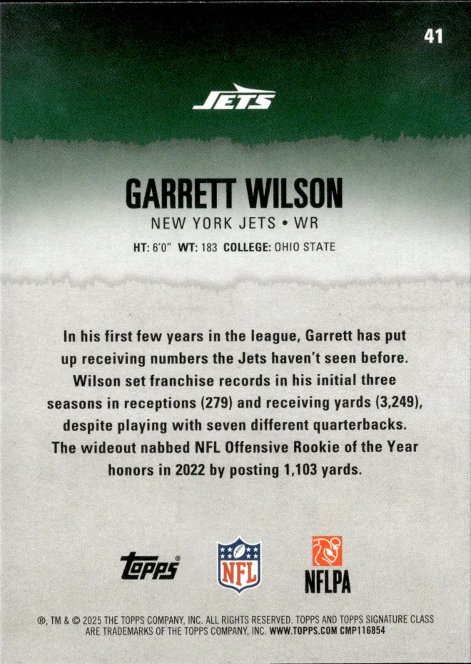 Garrett Wilson card back