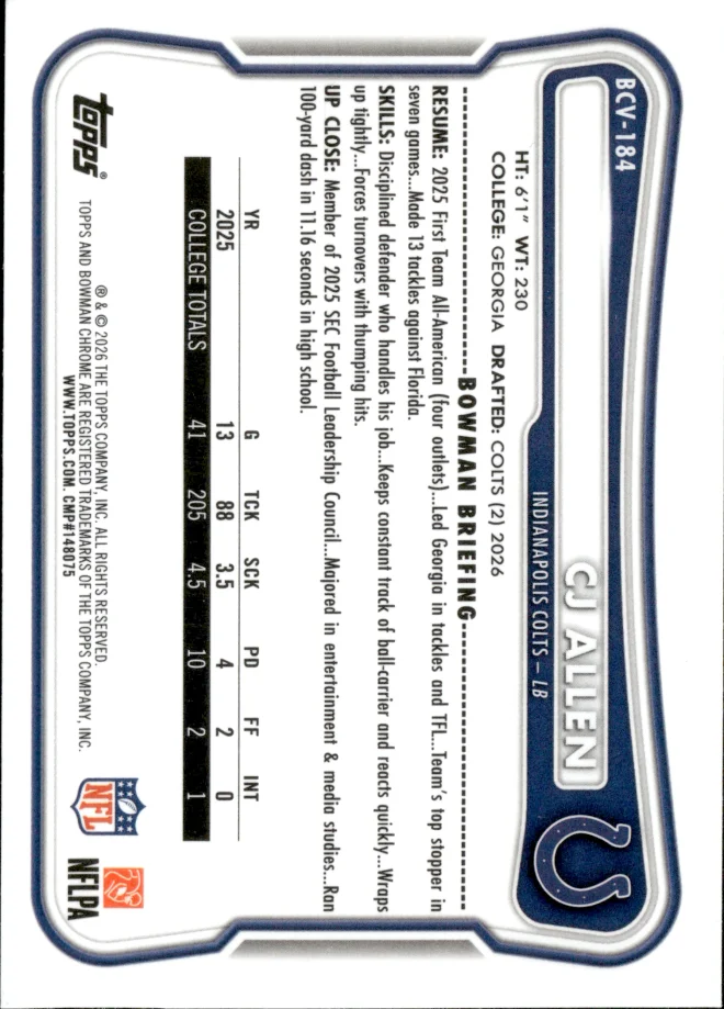 CJ Allen card back