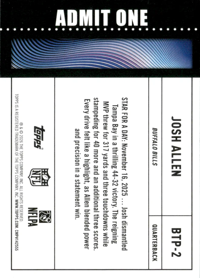 Josh Allen card back