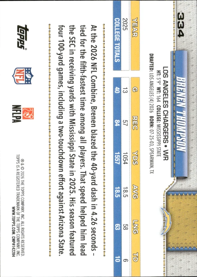Brenen Thompson card back