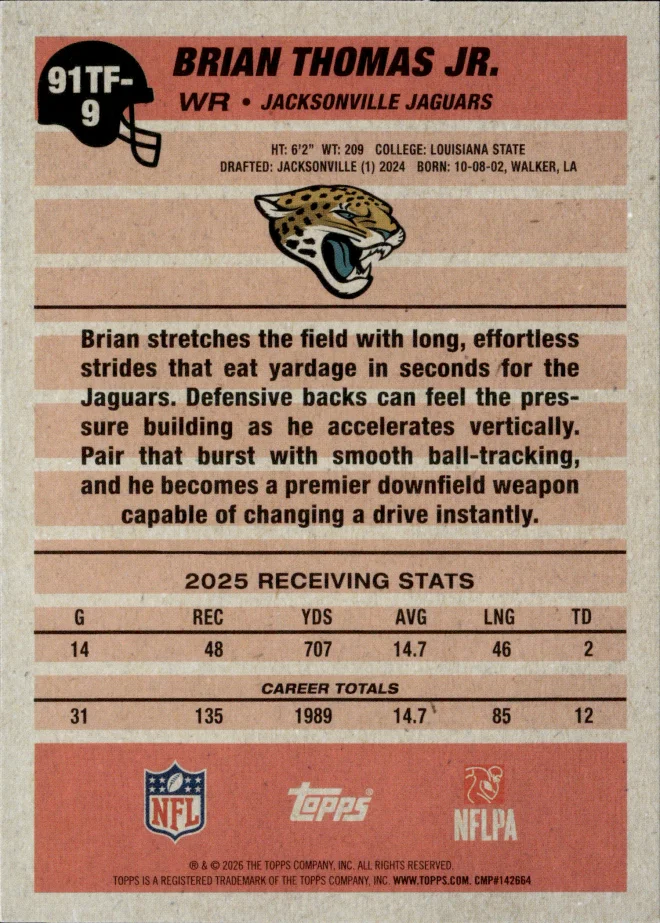 Brian Thomas Jr. card back