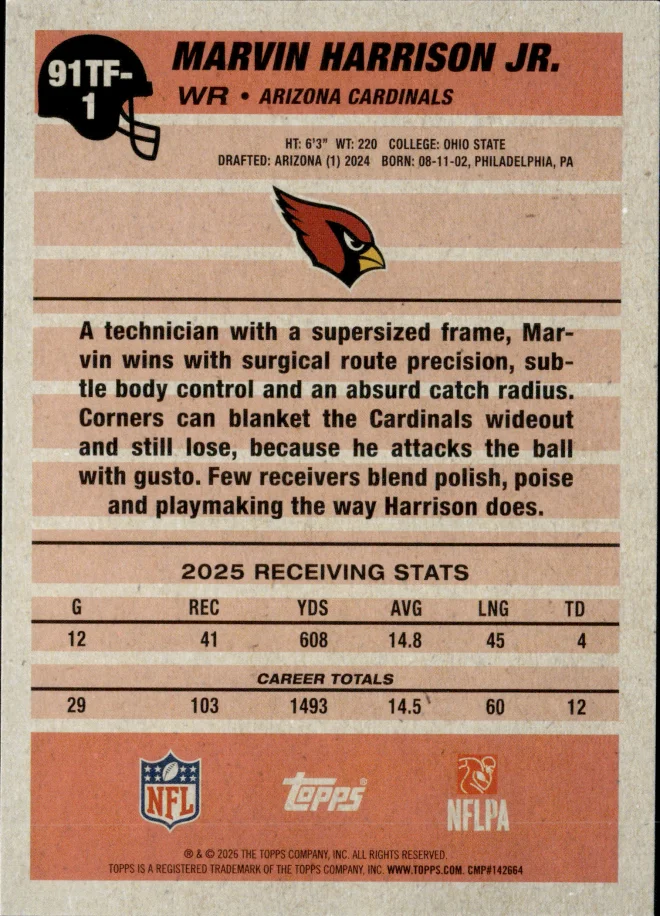 Marvin Harrison Jr. card back
