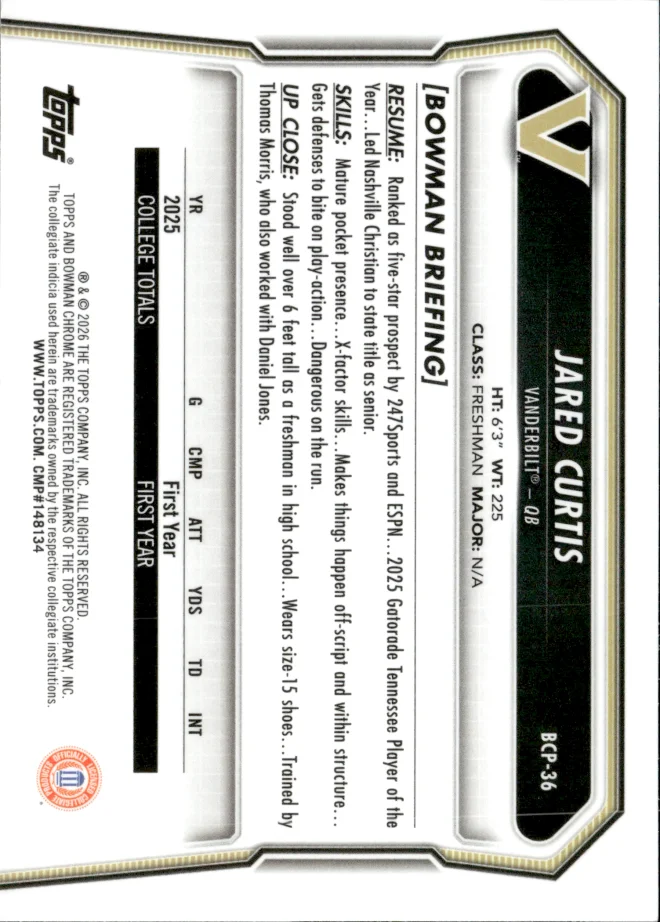Jared Curtis card back
