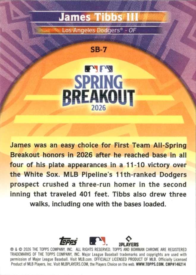 James Tibbs III card back