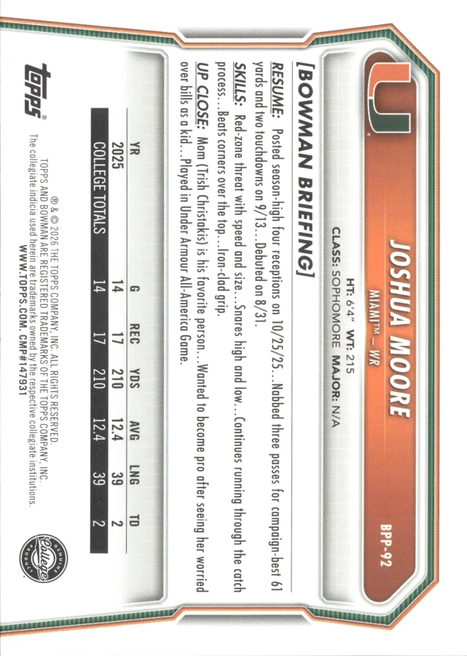 Joshua Moore card back