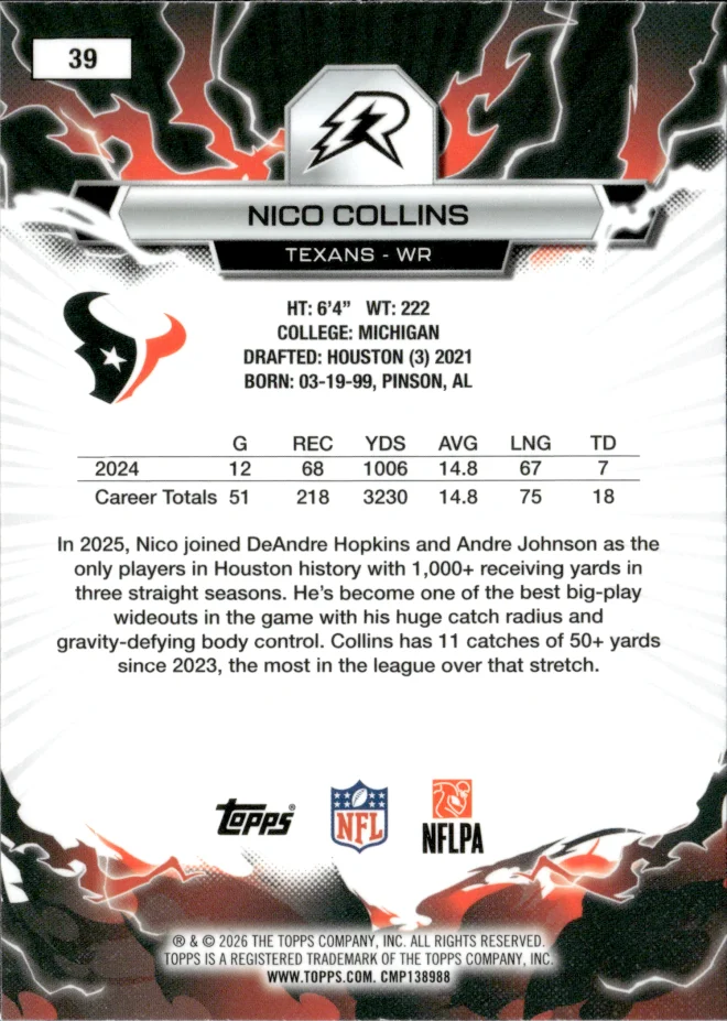Nico Collins card back