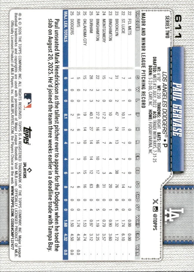 Paul Gervase card back
