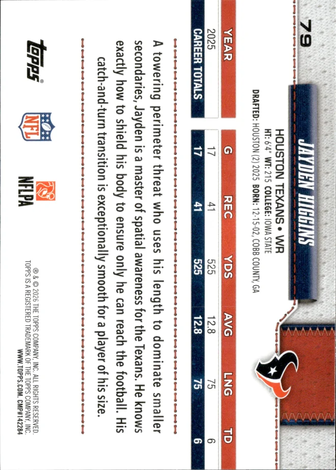 Jayden Higgins card back