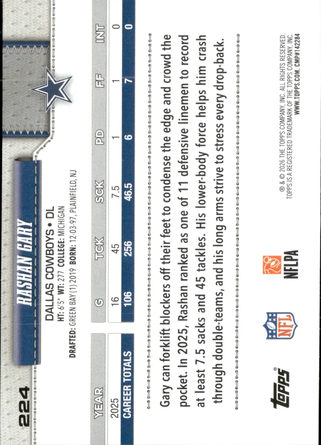 Rashan Gary card back