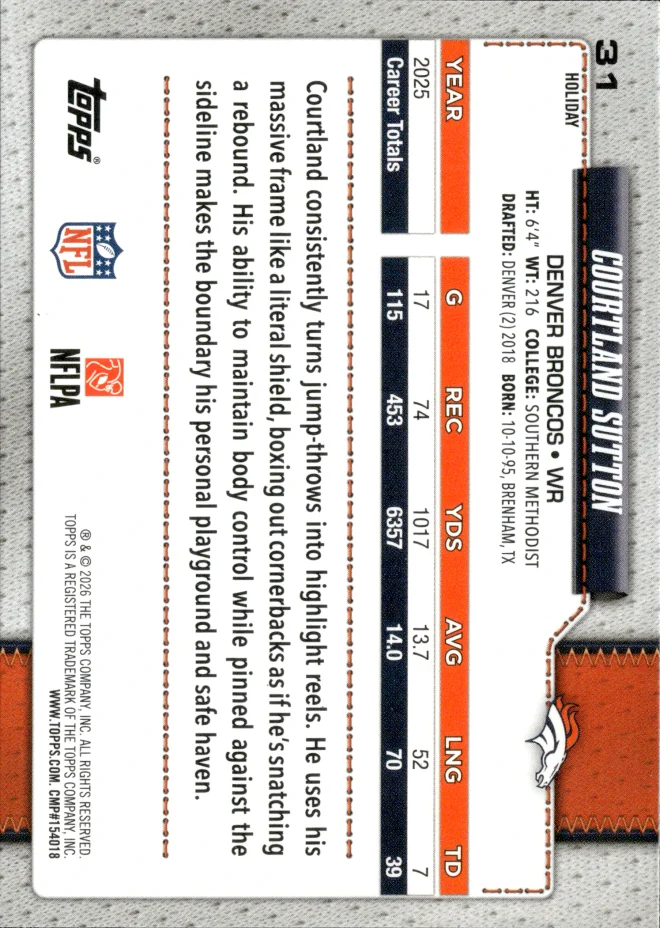 Courtland Sutton card back