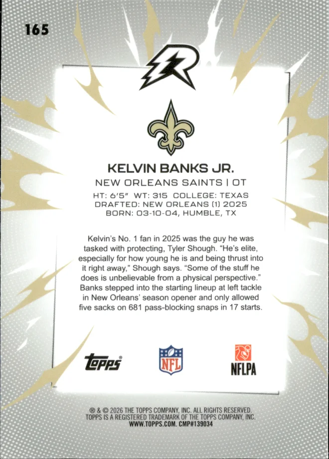 Kelvin Banks Jr. card back