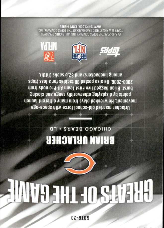 Brian Urlacher card back