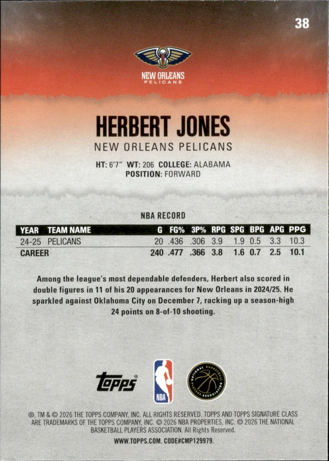 Herbert Jones card back