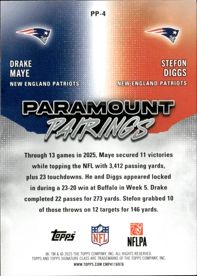 Drake Maye / Stefon Diggs card back