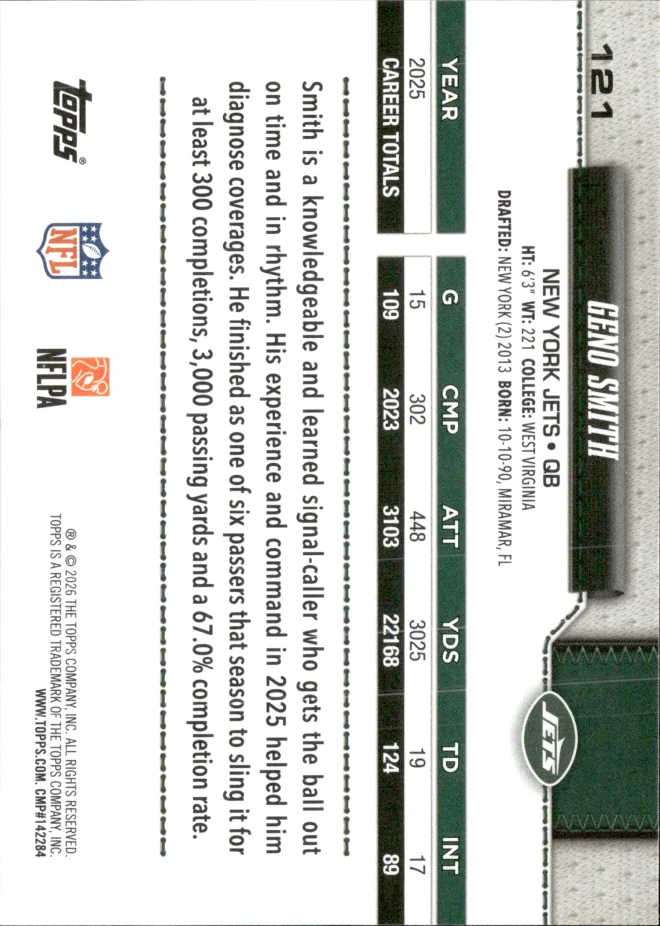 Geno Smith card back