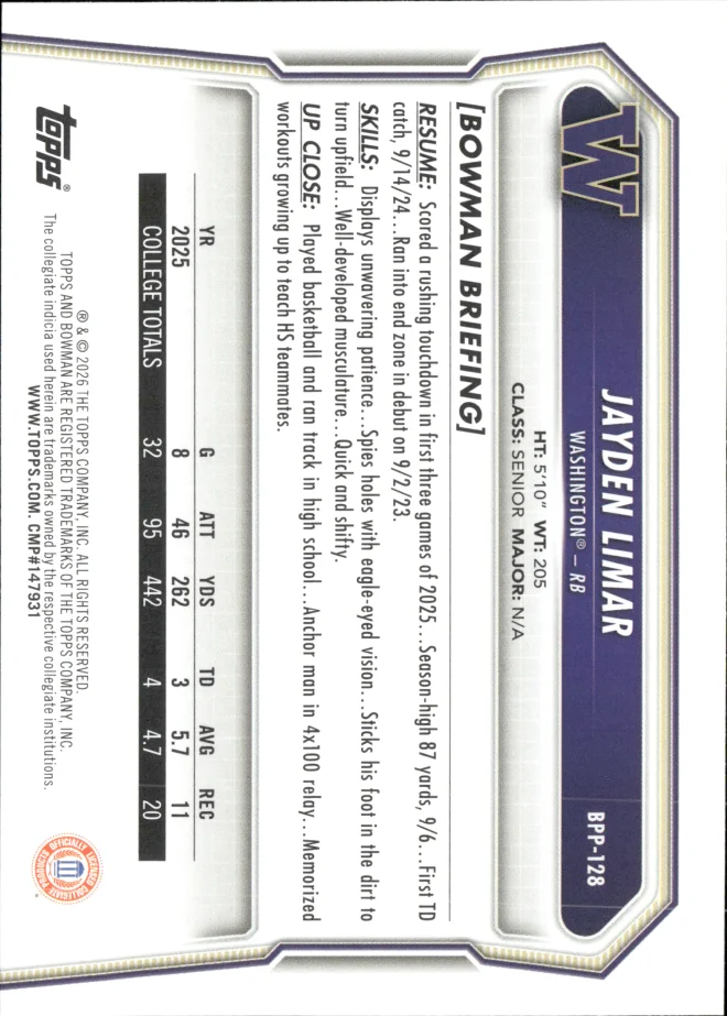 Jayden Limar card back