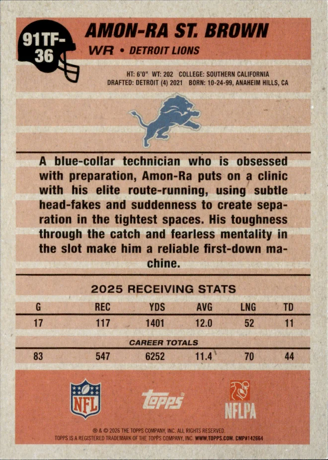 Amon-Ra St. Brown card back
