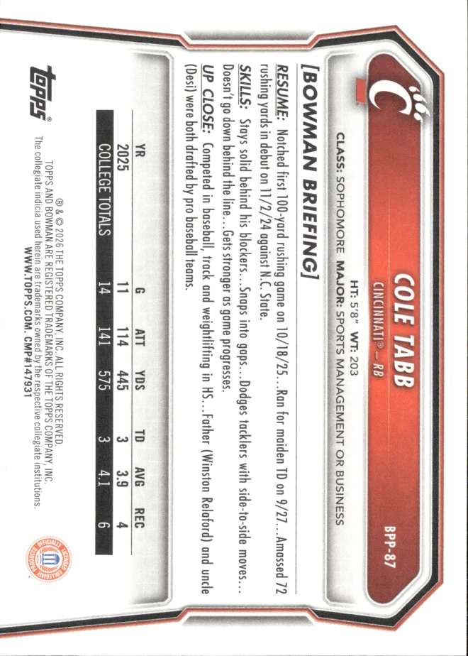 Cole Tabb card back