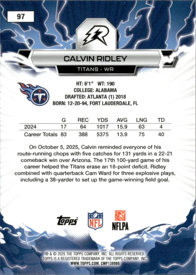 Calvin Ridley card back