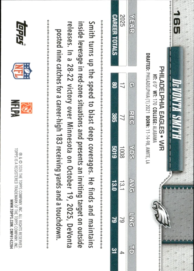 DeVonta Smith card back