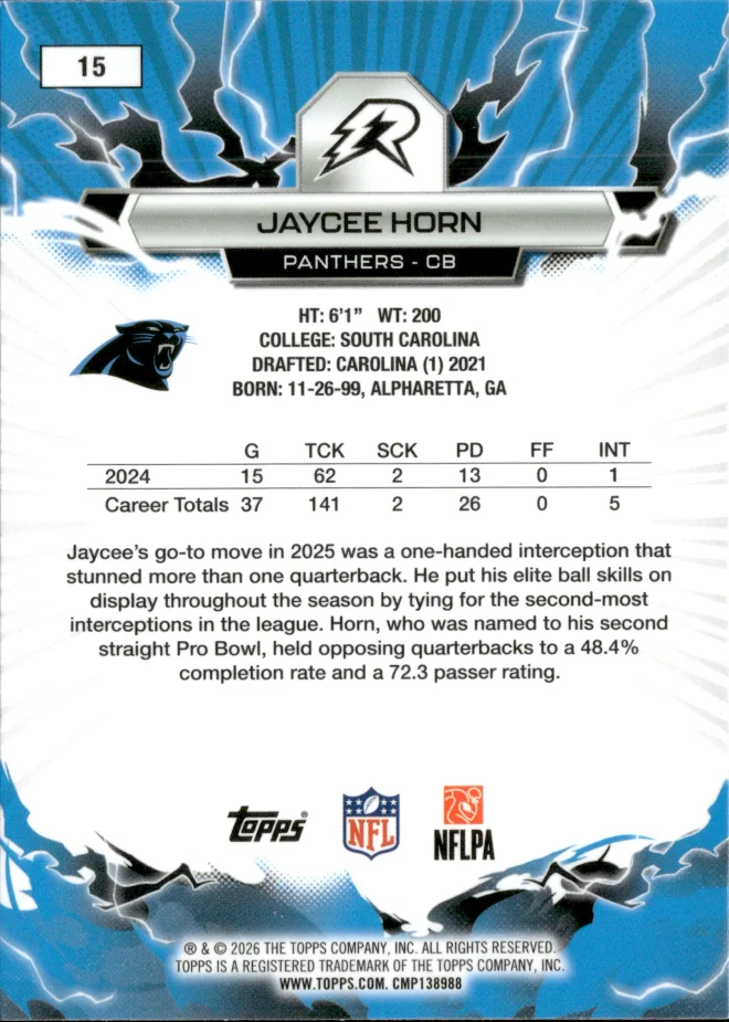 Jaycee Horn card back