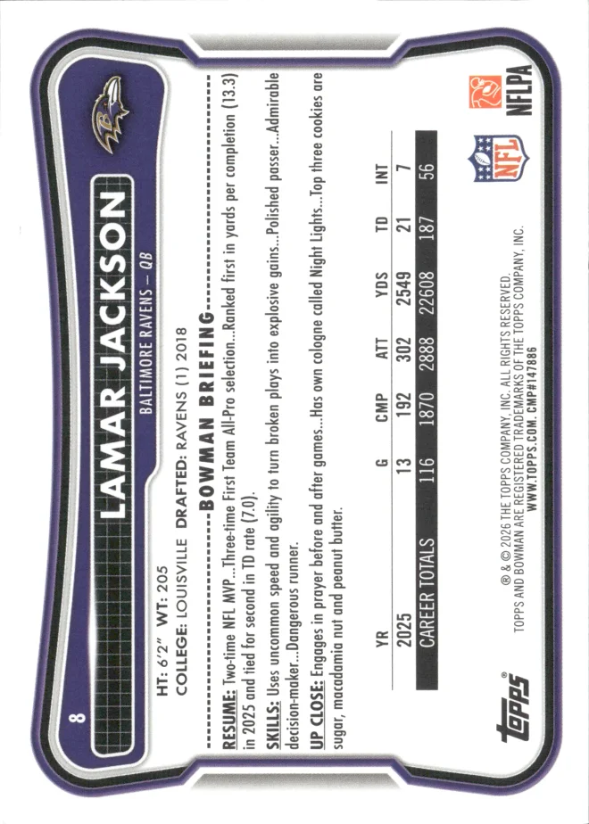 Lamar Jackson card back