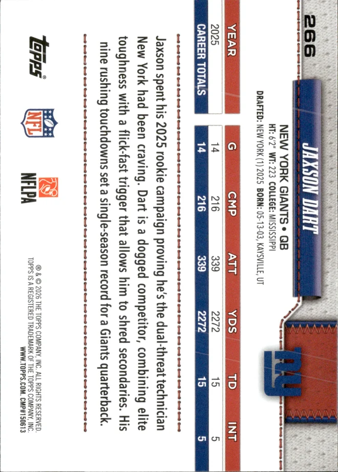 Jaxson Dart card back