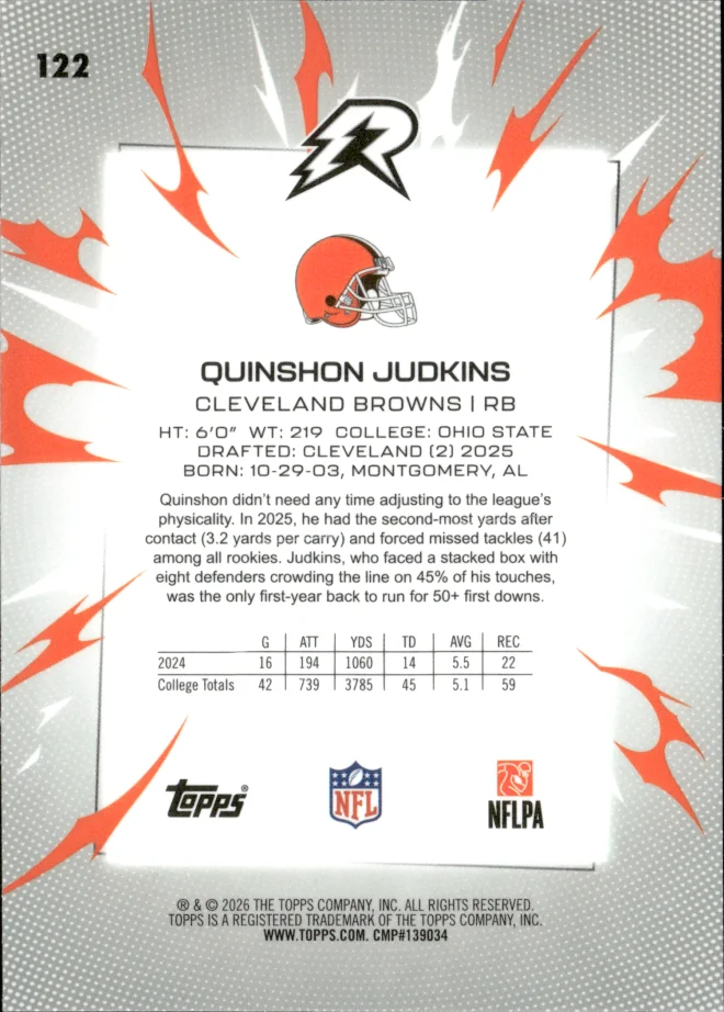Quinshon Judkins card back