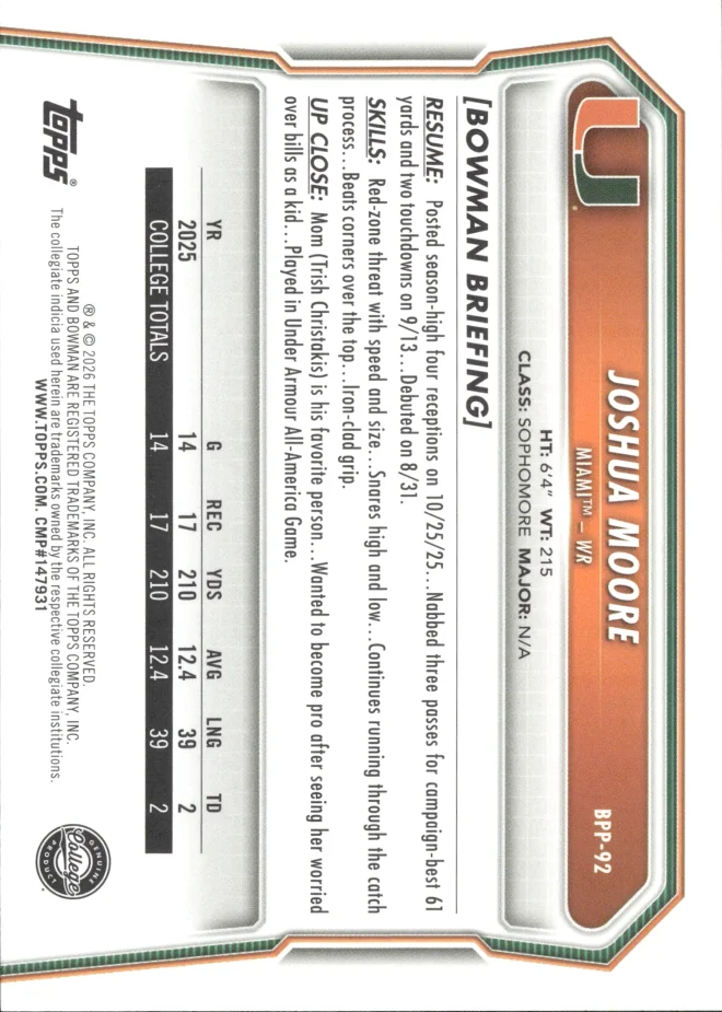 Joshua Moore card back