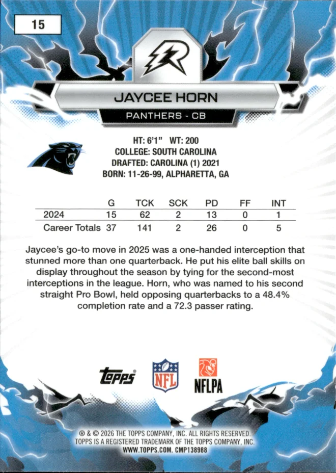 Jaycee Horn card back