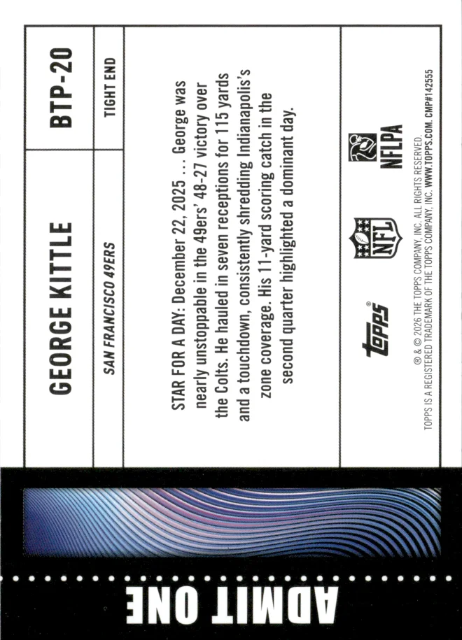 George Kittle card back