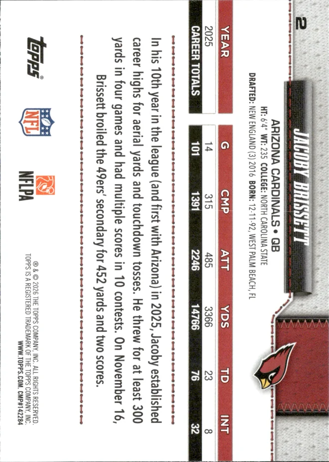 Jacoby Brissett card back