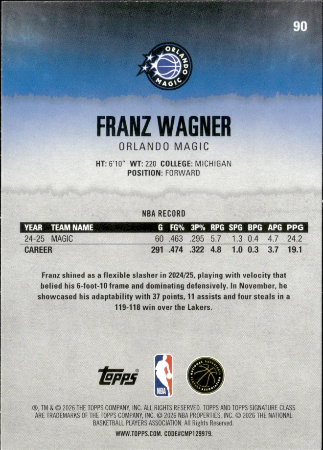 Franz Wagner card back