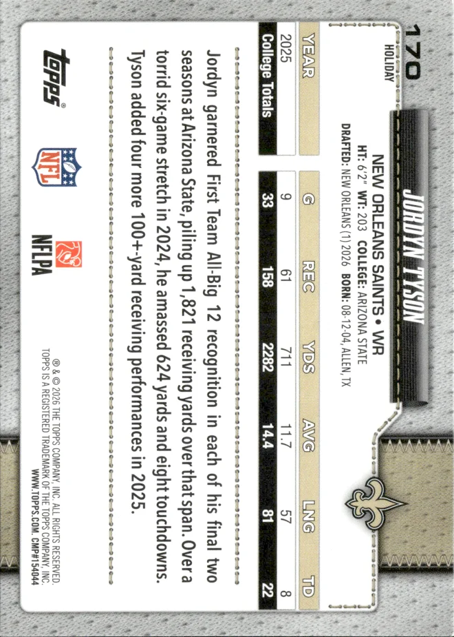 Jordyn Tyson card back