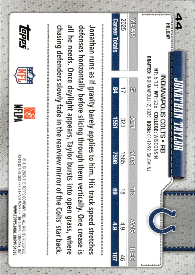 Jonathan Taylor card back